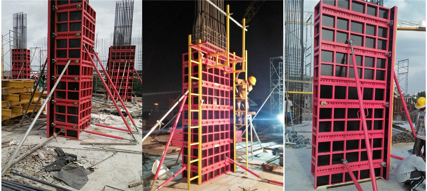 India South Goa Shapoorj Comercial Building use Zolo ZForm65 Steel Ply Adjustable Column Formwork